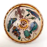 Richard Dölker, Large plate with fishes and molluscs decoration, 1930, Signature on the bottom: ICS