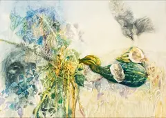 Vegetation with pumpkins by Renzo Vespignani, 1967, offered May 2025