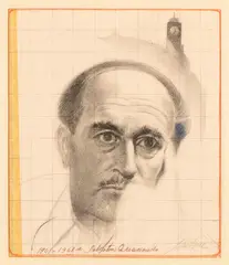 Portrait of Salvatore Quasimodo by Piero Guccione, offered May 2025