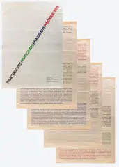 Joseph Kosuth, Practice (n. 5 sheets), 1975, Signature and edition lower right. Publisher: Pio Monti