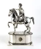 Marcello Mortet, Solid silver sculpture depicting the equestrian statue of Marcus Aurelius, Attributed to Marcello Mortet