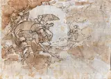 Vito D'Anna, Decoration for a ceiling with a theory of angels and God the Father, Brown ink