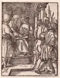 Pilate washes his hands by Albrecht Durer, From "The Little Passion". Woodcut, offered Apr 2025