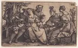 Hans Sebald Beham, Two couples and a Jester, Engraving