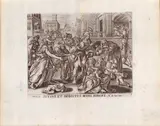 Maerten de Vos, Acts of mercy, Lot of four plates from a series of seven