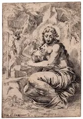 Paolo Farinati, Mary Magdalene in the desert, Aquaforte