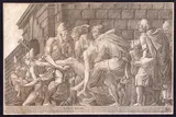 Girolamo Fagiuoli, Wounded Hector Carried into Troy, da Francesco Primaticcio, Engraving