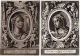 Hieronymus Wierix, Fortitude | Temperance, After Giovanni Stradano. From the series "Virtutum theologicarum et cardinalium". Engraving