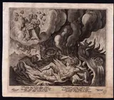 Crispijn de Passe I, The parable of Lazarus and the rich man, after Martin de Vos, Engraving and etching