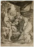 Agostino Carracci, The Madonna of Saint Jerome, after Correggio, Burin