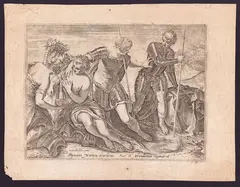 Agostino Carracci, Sapientia Martem depellante Pax et Abundantia cogaudent, by Tintoretto, Engraving