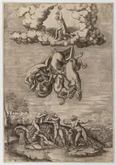 Michelangelo Buonarroti, The Fall of Phaeton, 17th century copy of the famous print by Nicolas Beatrizet (1515 -