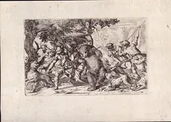 Odoardo Fialetti, Bear hunting, Etching