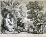 Boetius à Bolswert, Pan playing the flute, after Jacob Jordaens, Engraving