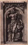 Raffaello Guidi, Bacchus, after Hendrik Goltzius, Copy in the same direction after Goltzius's engraving after Polidoro di Carvaggio. From the series of eight. Engraving