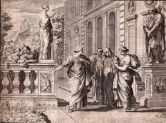 Claude Mellan, Allegory of the Roman College, after Pietro da Cortona, Engraving