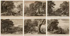 Herman van Swanevelt, Six landscapes with the story of Adonis, 1654, Complete series of six landscapes. Etching