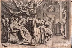 Pietro Testa, The suicide of Cato, Etching