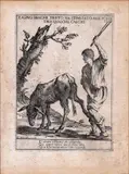 Giuseppe Maria Mitelli, L'asino benche tristo sia stimulato alle volte tira qualce calcio, Etching