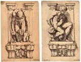 Giuseppe Maria Mitelli, The Wandering Aeneas, after Annibale Carracci, Lot of two prints from the work "L'Enea Vagante pitture dei Caracci intagliate"