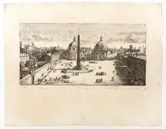Piazza del Popolo in Rome by Gaspar van Wittel, After Cornelis Meijer. Etching, offered Apr 2025
