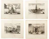 Fountain in Bracciano Castle | Fountain in Piazza Colonna | Fountain at the entrance of Palazzo Aldobrandini | Fountain of the Princes of Palestrina by Sussanna Maria Sandrart, Lot of four prints. Etching, offered Apr 2025
