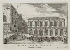 Luca Carlevarijs, Veduta delle Prigioni, Architettura Sansuino, From the series "Le fabriche e vedute di Venezia". Etching