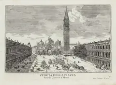 Luca Carlevarijs, Veduta della Piazza verso la chiesa di s. Marco, From the series "Le fabriche e vedute di Venezia". Etching