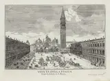 Luca Carlevarijs, Veduta della Piazza verso la chiesa di s. Marco, From the series "Le fabriche e vedute di Venezia". Etching