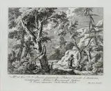 Marco Ricci, Landscape with two figures in a wild, From the series "Aria Marci Ricci pictoris praestantissimi experimenta". Etching