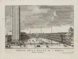 Luca Carlevarijs, Veduta della Piazza di S.Marco, verso S. Giminiano, From the series "Le fabriche e vedute di Venezia". Etching