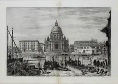Templum S. Mariae Salutis Cleric. Regul. Congregationis a Somascha... by Michele Marieschi, From the series "Magnificentiores Selectioresque Urbis Venetiarum Prospectus". Etching, offered Apr 2025