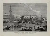 Giovanni Battista Brostoloni, The Doge leaving for the Lido on the Bucintoro on Ascension Day, after Antonio Canal, From the series "Le Feste Ducali". Etching