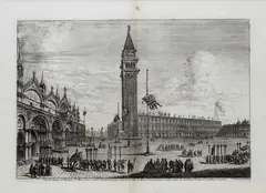 Forum Maius D. Marci aliter prospectum cum eiusdem Basilica in extrema parte... by Michele Marieschi, From the series "Magnificentiores Selectioresque Urbis Venetiarum Prospectus". Etching, offered Apr 2025