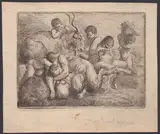 Pierre Parrocel, Bacchanal with satyr and goat, Etching