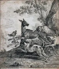 Jean-Baptiste Oudry, Deer hunting, Etching