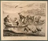 Claude Du Bosc, Mira piscium captura, The Miracolous Drought of Fishes, after Raphael, Etching