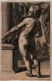 Johann Daniel Herz the Elder, Cherub with fruit basket, Engraving