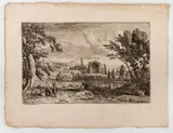 Adrien Manglard, Landscape with ancient architecture, 1753, Etching