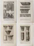 Various ornamental fragments by Giovanni Battista Piranesi, Lot of four plates from the series "Trophies of Octavian Augustus raised for the victory at Actium...": Facciata, offered Apr 2025
