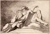 Jean-Honoré Fragonard, Two Prophets, after Annibale Carracci, After Carracci's painting the choir of Piacenza Cathedral. Etching