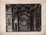 Vincenzo Mazza, Scenography: interior of a church, Etching