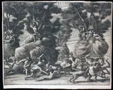 Luigi Ademollo, Battle scene with classical architecture, Aquatint and etching