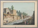 Wilhelm Jacob Hüber, La partie droite de la rue des Tombeaux à Pompei en sortant de la ville, 1818, Lithograph