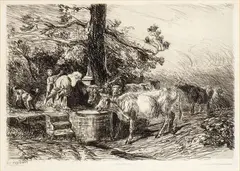Giuseppe Palizzi, L'Abreuvoir, 1878, Etching