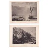 Antonio Fontanesi, Embouchures de Rhone | A' Saint-Gingolph (Lac de Genève), Lithographs on chine-collé