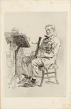 Félicien Rops, Le bassoniste, Etching