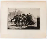 Félix Bracquemond, Ils s'en allaient, dodelinant de la tête et barytonnant du cul (Rabelais), Etching