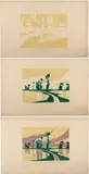 Charles Guilloux, L'Inondation (Paysage aux peupliers), 1893, Lot of three working proofs: one color