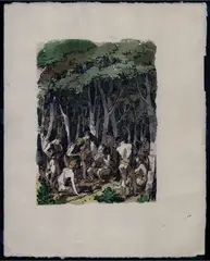 Jules Chadel, Illustration for "The Centaur and the Bacchante", Color woodcut on Japanese paper